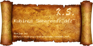 Kubinyi Seherezádé névjegykártya